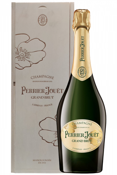 Champagne Perrier Jouet Grand Brut Jeroboam Magnum in cassa di legno